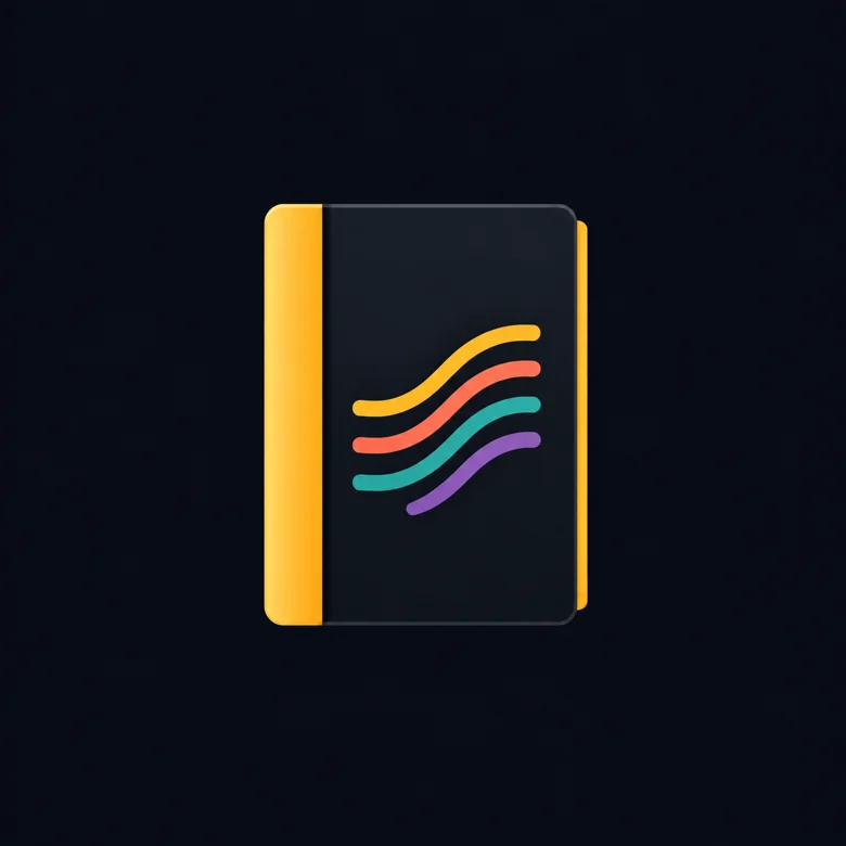 Yellow autism journal book with multicolored flowing lines