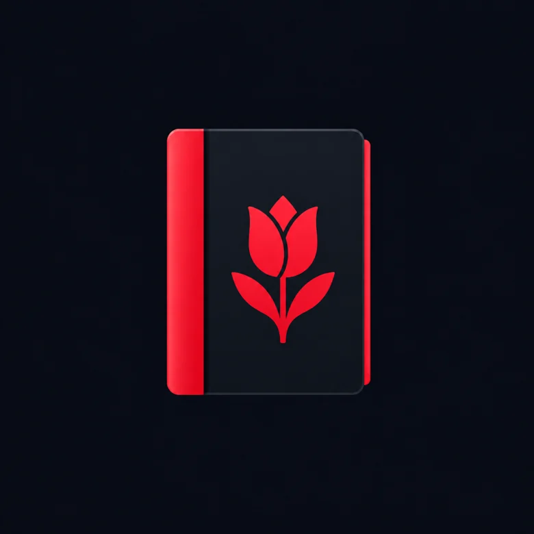 Red Parkinson’s journal book with tulip emblem